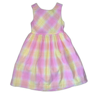 🌸☀️ Janie and Jack 100% Cotton Sleeveless Pink & Yellow Plaid Sundress Size 3T